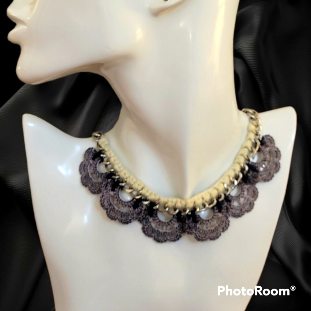 PROMOD Woven Chain Lacey Bib Castlecore Festival Necklace